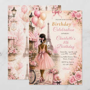 Invitación Fiesta de Cumpleaños París Rosa