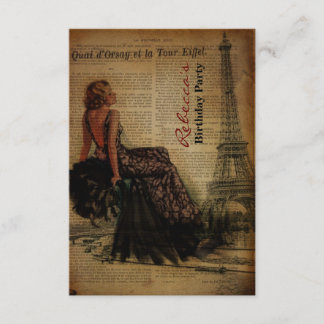 Invitación fiesta de cumpleaños parisiense femenina de la