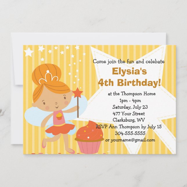 Invitación Fiesta de cumpleaños - Pastel de princesa lechera (Anverso)