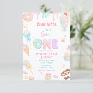Invitación Fiesta de Cumpleaños Pastel Dulce Uno Acuarela