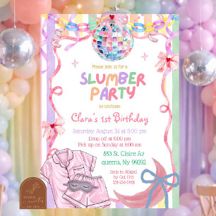 Invitación Fiesta de Cumpleaños Pastel Fancy Pyjama Party