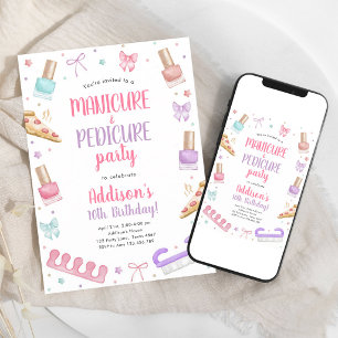 Invitación Fiesta de Cumpleaños Pastel Mani-Pedi Spa