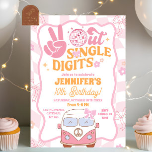 Invitación Fiesta de Cumpleaños Pastel Retro Peace Out