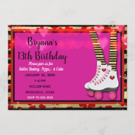 Invitación Fiesta de Cumpleaños Patinaje sobre Ruedas Corazon