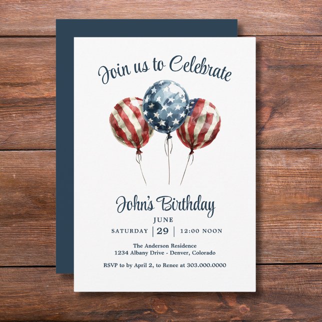 Invitación Fiesta de cumpleaños patriótica (Subido por el creador)