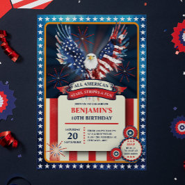 Invitación Fiesta de Cumpleaños Patriótica Águila Americana