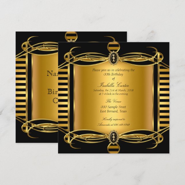 Invitación Fiesta de cumpleaños Pearl de la banda negra del d (Anverso / Reverso)