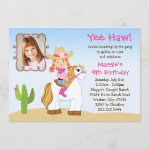 Invitación Fiesta de cumpleaños pelirroja del caballo de la
