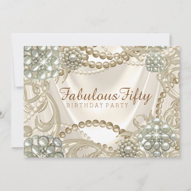 Invitación Fiesta de Cumpleaños Perla de Mujer (Anverso)