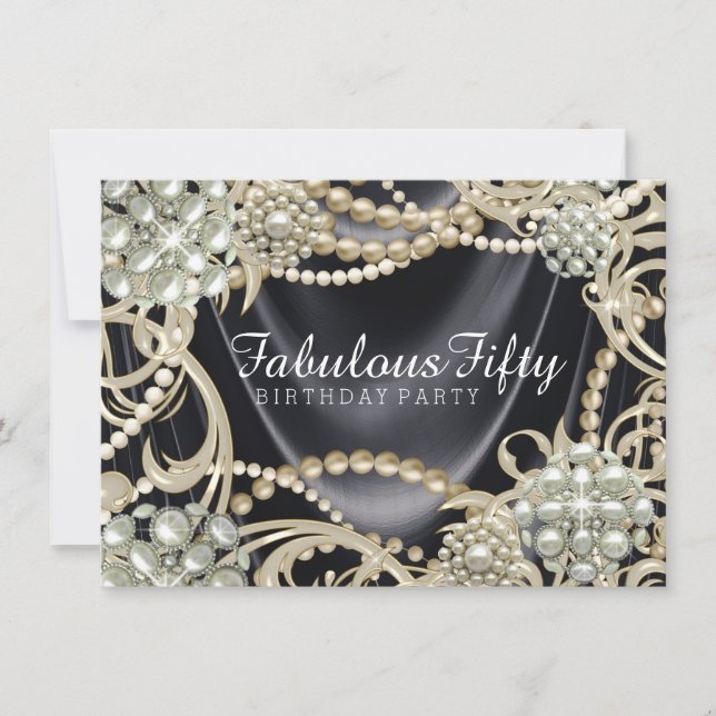Invitación Fiesta de Cumpleaños Perla de Mujer (Anverso)