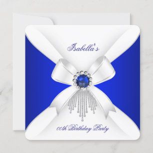 Invitación Fiesta de Cumpleaños Perla Diamante Blanco Azul Re
