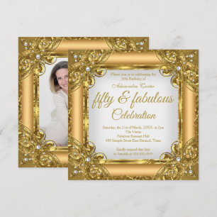 Invitación Fiesta de cumpleaños Perla Dorada Elite Foto Fabul