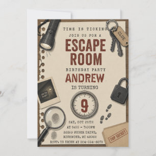 Invitación Fiesta de cumpleaños Personal Modern Escape Room