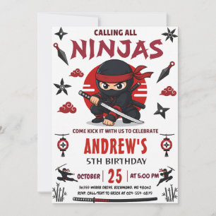 Invitación Fiesta de cumpleaños Personal Ninja Warrior