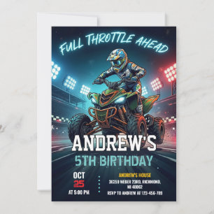 Invitación Fiesta de cumpleaños personal para niño en un ATV 
