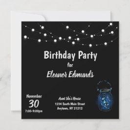 Invitación Fiesta de cumpleaños Personalizable nocturno de lu