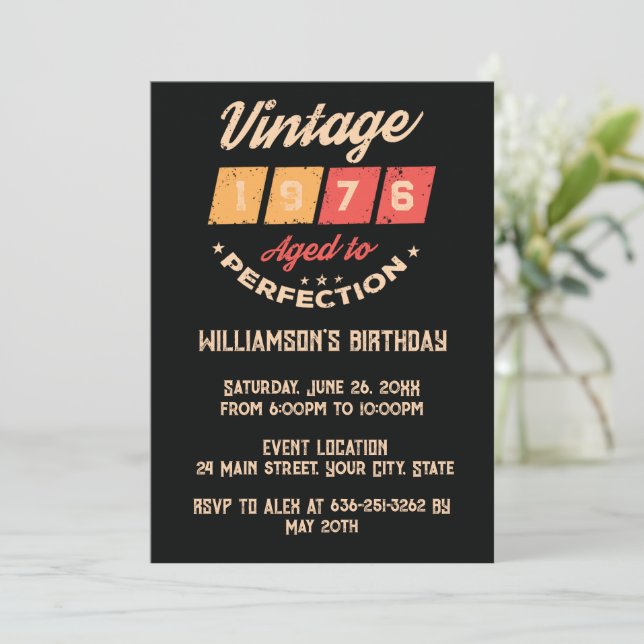 Invitación Fiesta de cumpleaños personalizada cincuenta vinta (Anverso de pie)