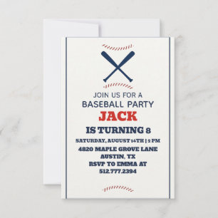 Invitación Fiesta de cumpleaños personalizada de béisbol para