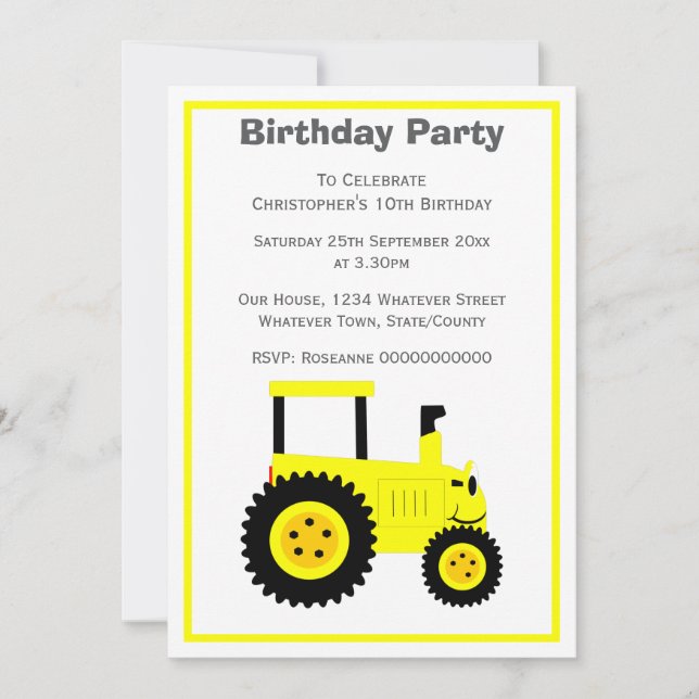 Invitación Fiesta de cumpleaños personalizada de diseño de tr (Anverso)
