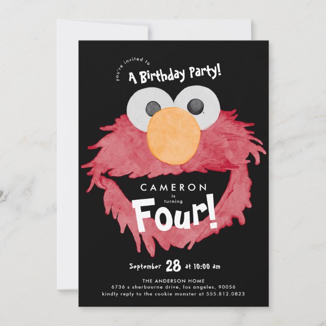 Invitación Fiesta de cumpleaños personalizada de ELMO Calle S (Anverso)