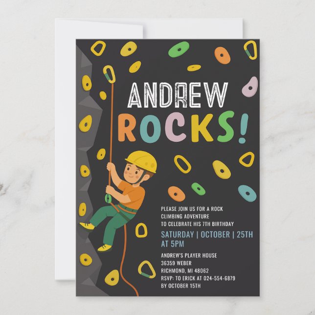 Invitación Fiesta de Cumpleaños Personalizada de Escalada en  (Anverso)