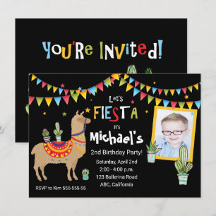 Invitación fiesta de cumpleaños personalizada de fotos de lla