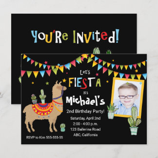 Invitación fiesta de cumpleaños personalizada de fotos de lla