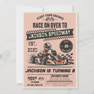 Invitación Fiesta de Cumpleaños Personalizada de Kart Retro