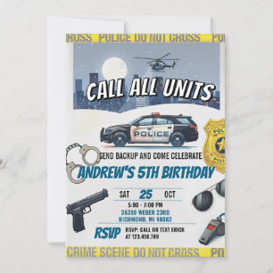 Invitación Fiesta de cumpleaños personalizada de la policía