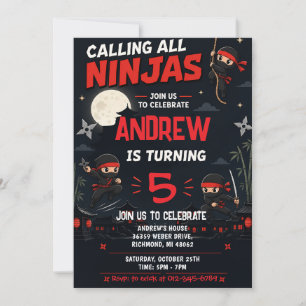 Invitación Fiesta de cumpleaños personalizada de Ninja para n