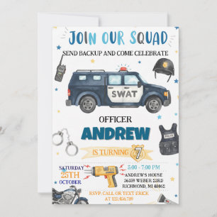 Invitación Fiesta de cumpleaños personalizada de oficial de p