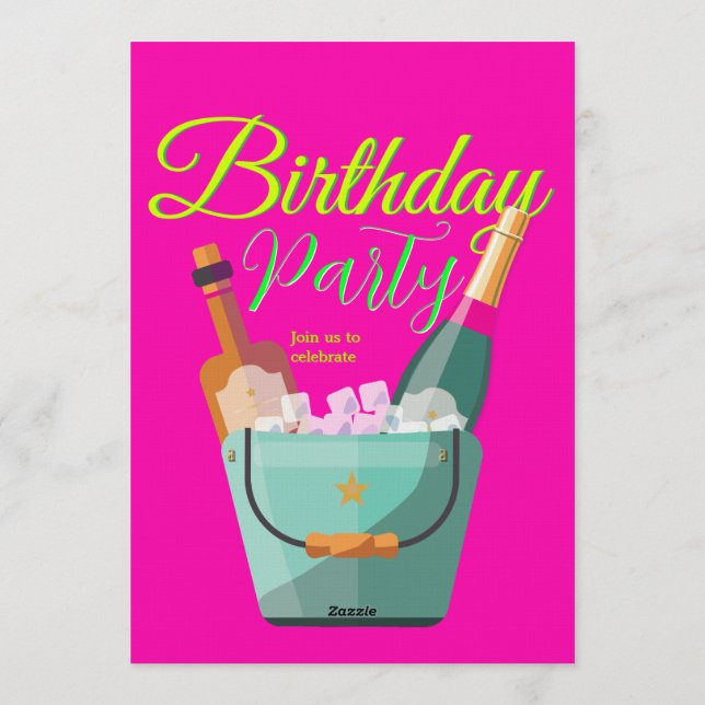 Invitación Fiesta de cumpleaños personalizada de rosa brillan (Reverso)