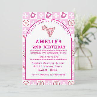 Invitación Fiesta de Cumpleaños Personalizada de Vaquera Rosa
