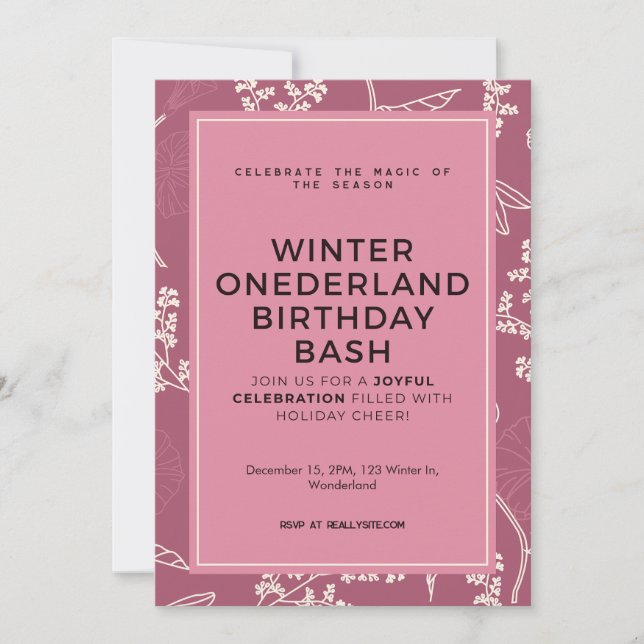 Invitación Fiesta de cumpleaños personalizada de Winter ONEde (Anverso)