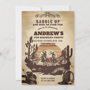 Invitación Fiesta de Cumpleaños Personalizada del Vaquero Occ
