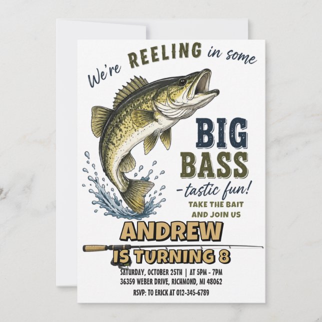 Invitación Fiesta de cumpleaños personalizada Gone Fishing (Anverso)