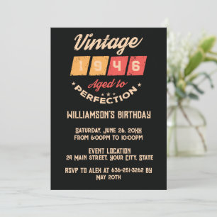 Invitación Fiesta de cumpleaños personalizada ochenta vintage