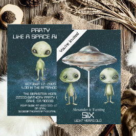Invitación Fiesta de cumpleaños personalizada para alienígena