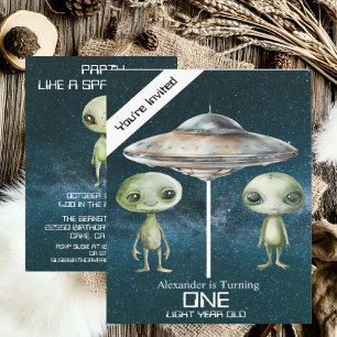 Invitación Fiesta de cumpleaños personalizada para extraterre