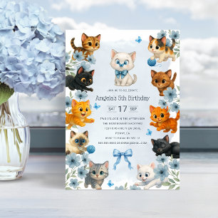 Invitación Fiesta de cumpleaños personalizada para gatitos li