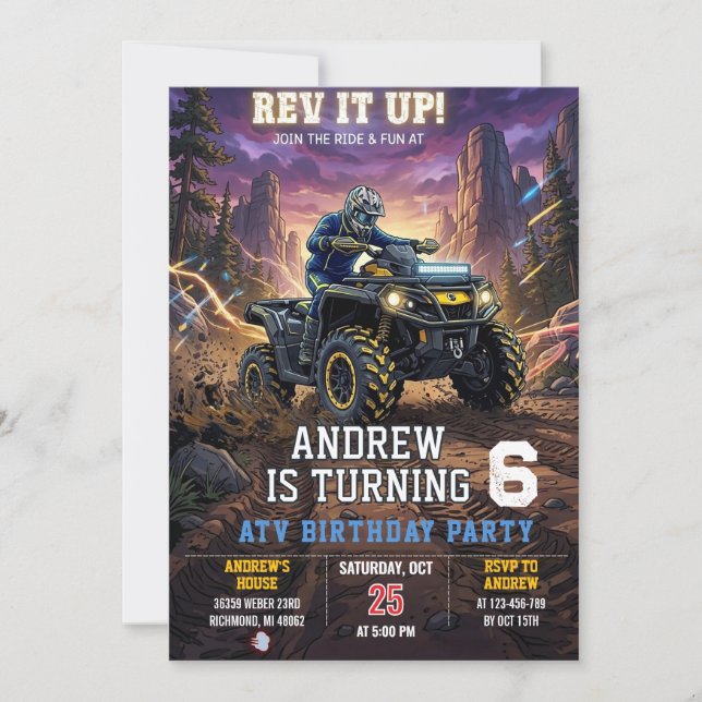 Invitación Fiesta de cumpleaños personalizada para niño con c (Anverso)