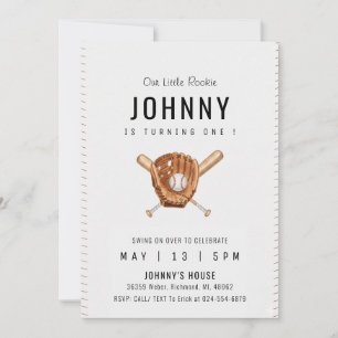 Invitación Fiesta de Cumpleaños Personalizada Simple de Béisb