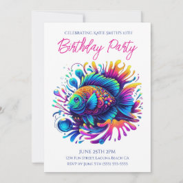 Invitación Fiesta de cumpleaños - Pescado colorido