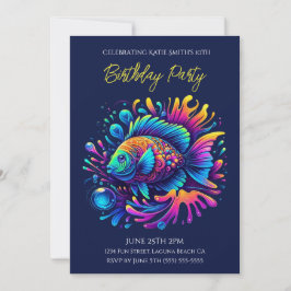 Invitación Fiesta de cumpleaños - Pescado colorido