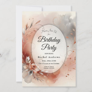 Invitación Fiesta de Cumpleaños Pétalos Sonrojados y Remolino