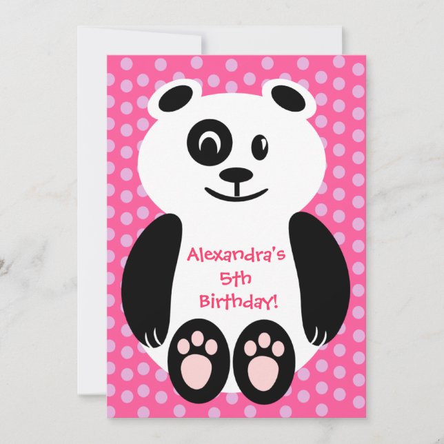 Invitación Fiesta de cumpleaños Pink and Purple Polka Dot Pan (Anverso)