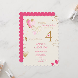 Invitación Fiesta de cumpleaños Pink & Cream Heart-ly Believe