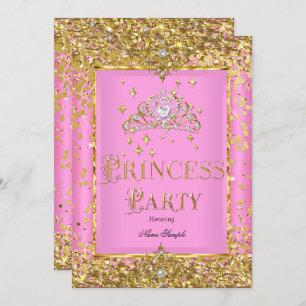 Invitación Fiesta de cumpleaños "Pink Gold Tiara"