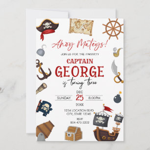 Invitación Fiesta de cumpleaños pirata chico Ahoy