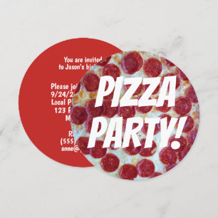 Invitación Fiesta de Cumpleaños Pizza Foto Pepperoni